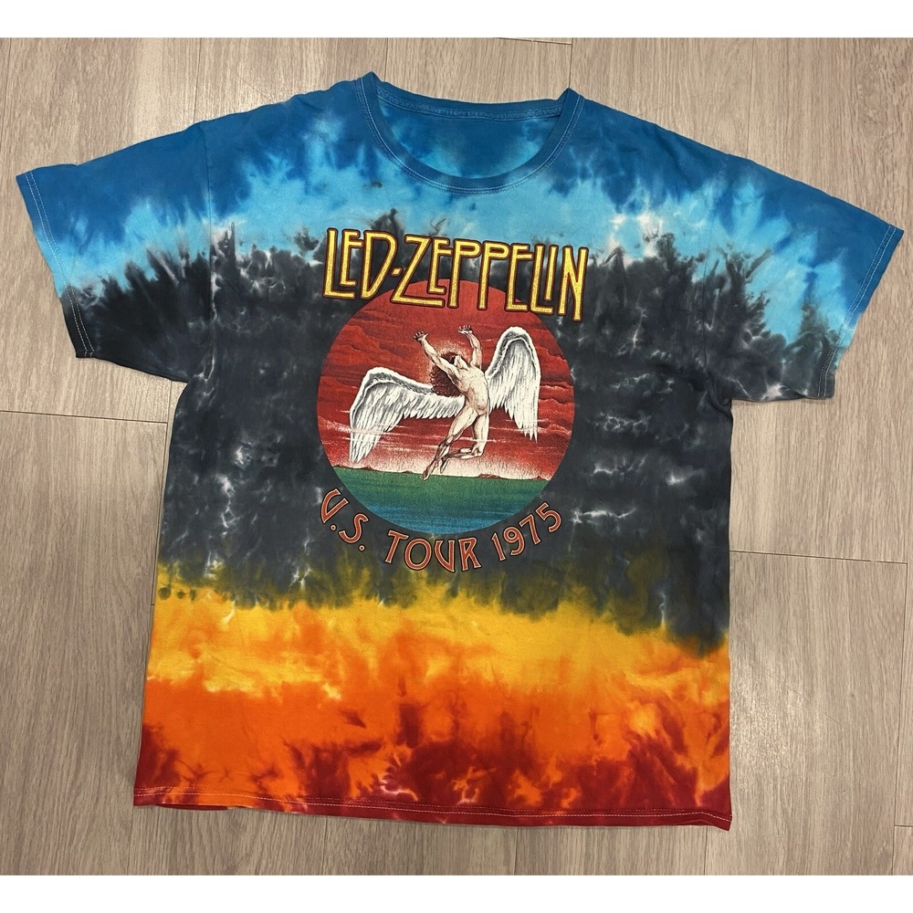 Led Zeppelin RetroTour T-Shirt Mens M/L Tie Dye Rock Band Tee Red Blue Orange
